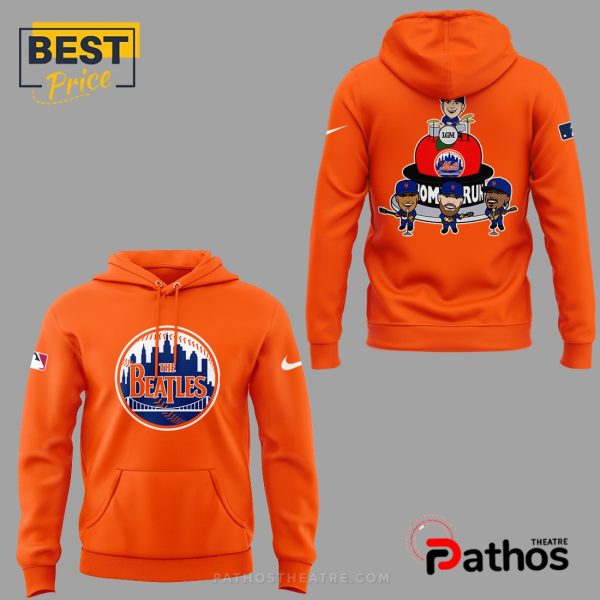 New York Mets Fab Four The Beatles Orange Hoodie And Cap
