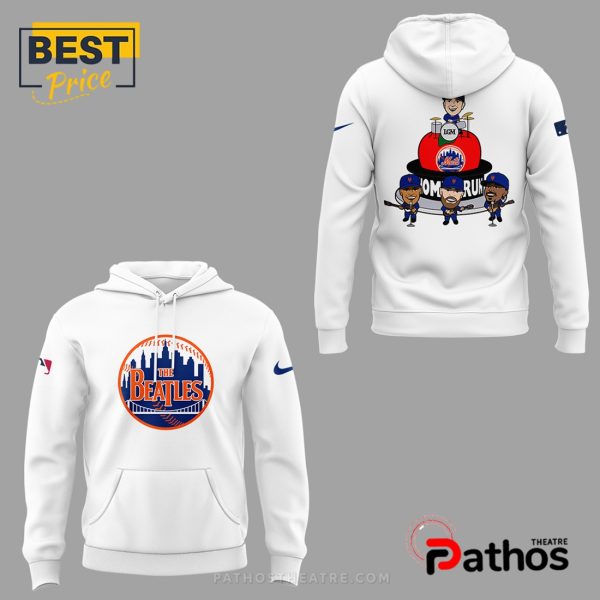 New York Mets Fab Four The Beatles White Hoodie And Cap