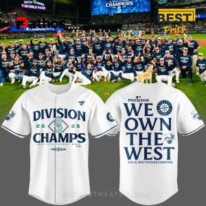 Seattle Mariners White 2025 AL West Division Champions Baseball Jersey