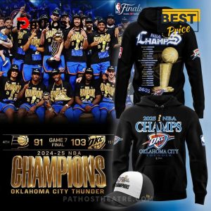 OKC Thunder 2025 NBA Champions Limited Edition Hoodie And Cap