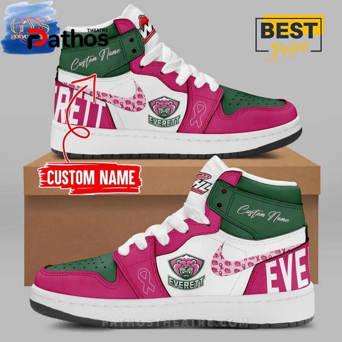 Everett Silvertips Pink In The Rink Air Jordan 1 Sneakers Everett Silvertips Pink In The Rink Air Jordan 1 Sneakers