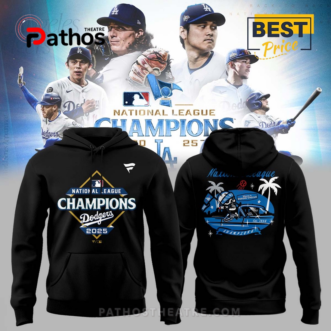 Los Angeles Dodgers 2025 National League Champions Hoodie Los Angeles Dodgers 2025 National League Champions Hoodie