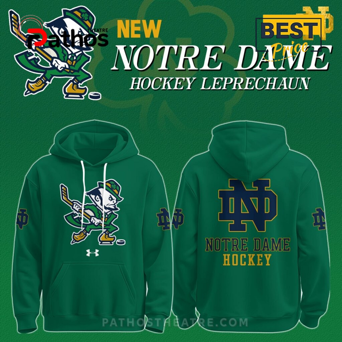 New Notre Dame Leprechaun 2025 Hockey Hoodie New Notre Dame Leprechaun 2025 Hockey Hoodie