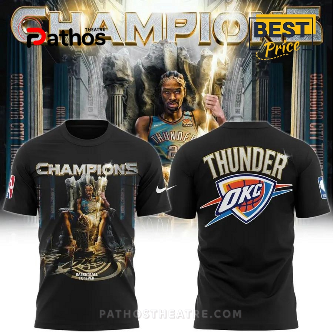 OKC Thunder 2025 NBA Champions MPV Black Hoodie OKC Thunder 2025 NBA Champions MPV Black Hoodie
