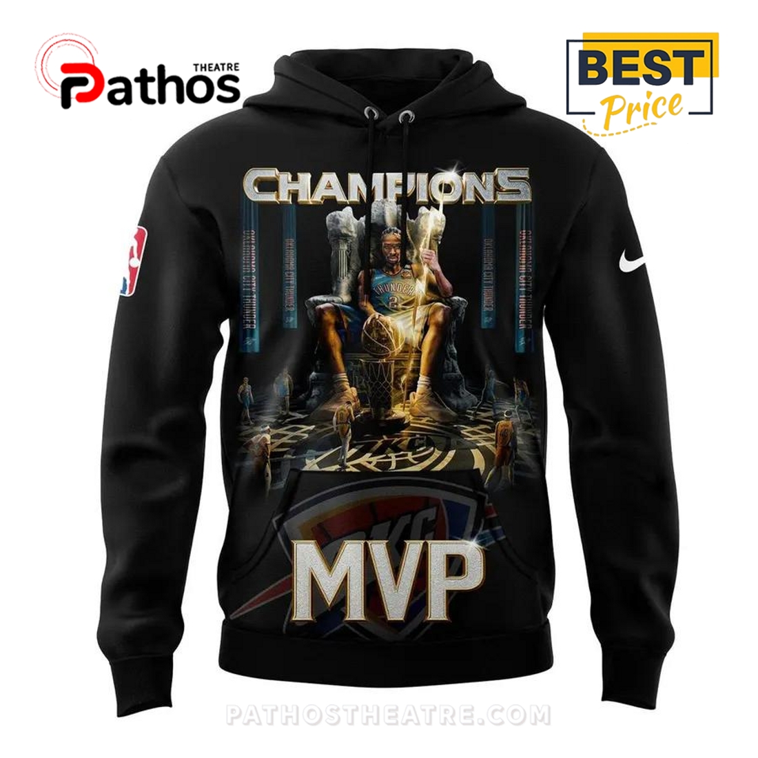OKC Thunder 2025 NBA Champions MPV Black Hoodie OKC Thunder 2025 NBA Champions MPV Black Hoodie
