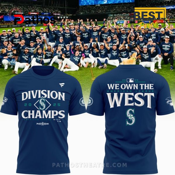 Seattle Mariners 2025 AL West Division Champions Shirt – Navy
