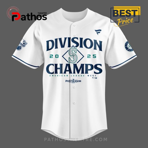 Seattle Mariners White 2025 AL West Division Champions Baseball Jersey