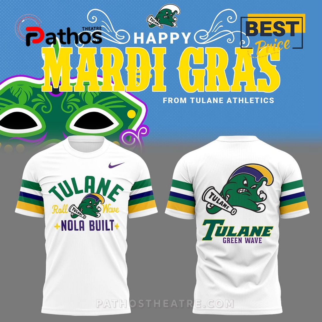 Tulane Baseball Limited Edition Mardi Gras Hoodie 2025 Tulane Baseball Limited Edition Mardi Gras Hoodie 2025