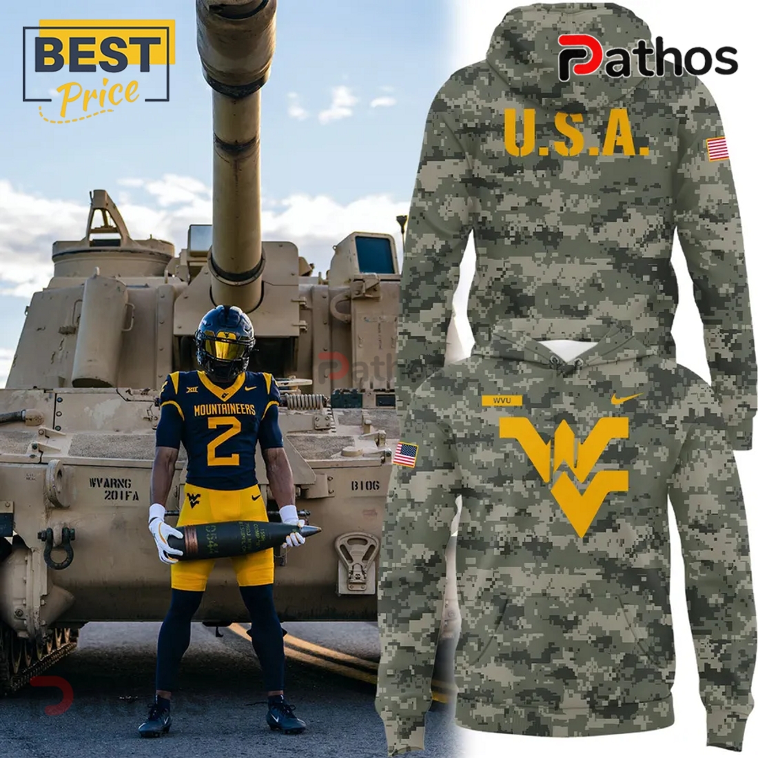 Camo WVU Football Military Appreciation Hoodie Special Edition Camo WVU Football Military Appreciation Hoodie Special Edition