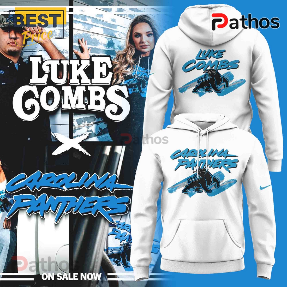 Carolina Panthers x Luke Combs 2025 White Hoodie Carolina Panthers x Luke Combs 2025 White Hoodie
