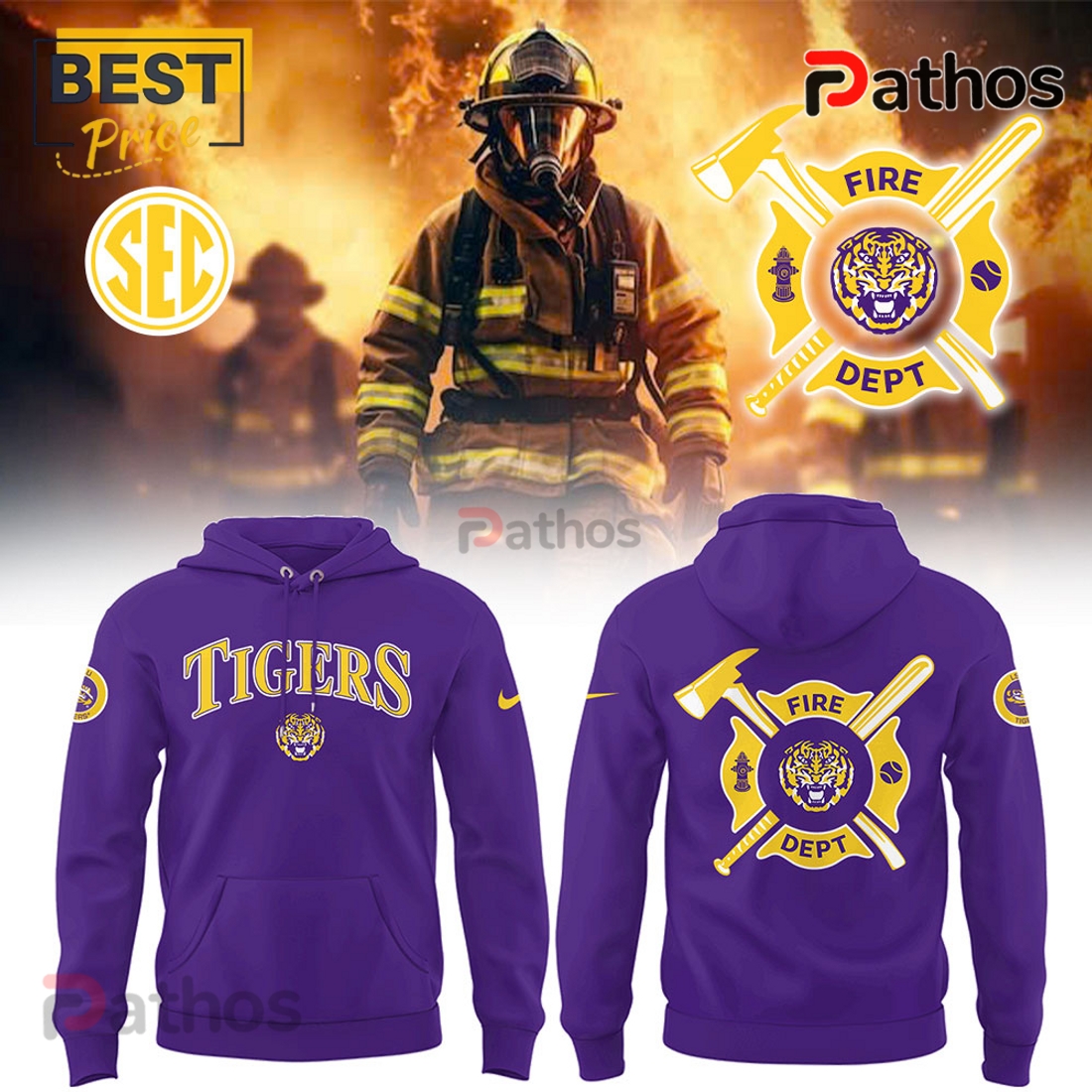 LSU Tigers x Firefighter Appreciation Purple Hoodie LSU Tigers x Firefighter Appreciation Purple Hoodie