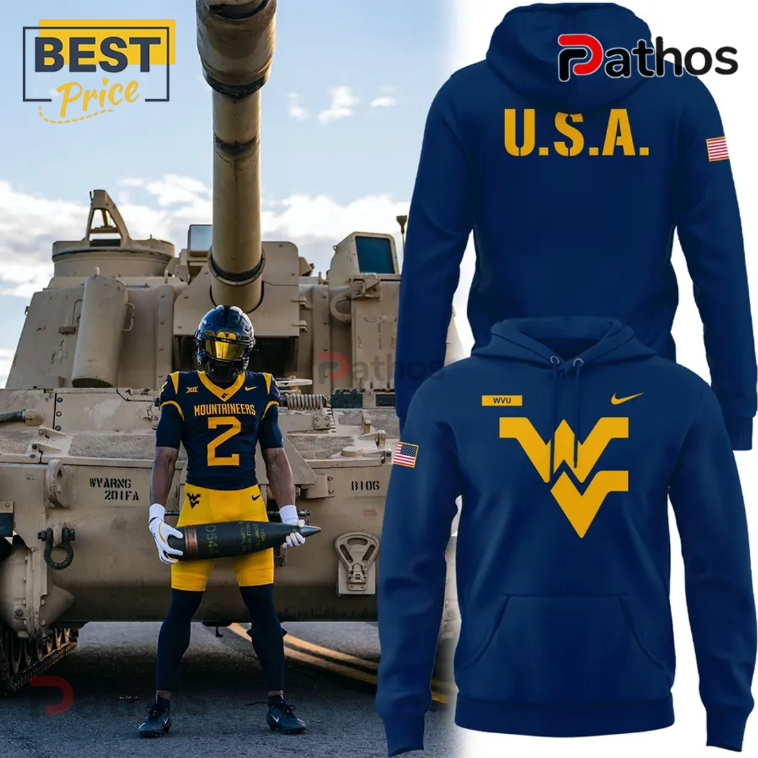 Navy WVU Football Military Appreciation Hoodie Special Edition Navy WVU Football Military Appreciation Hoodie Special Edition