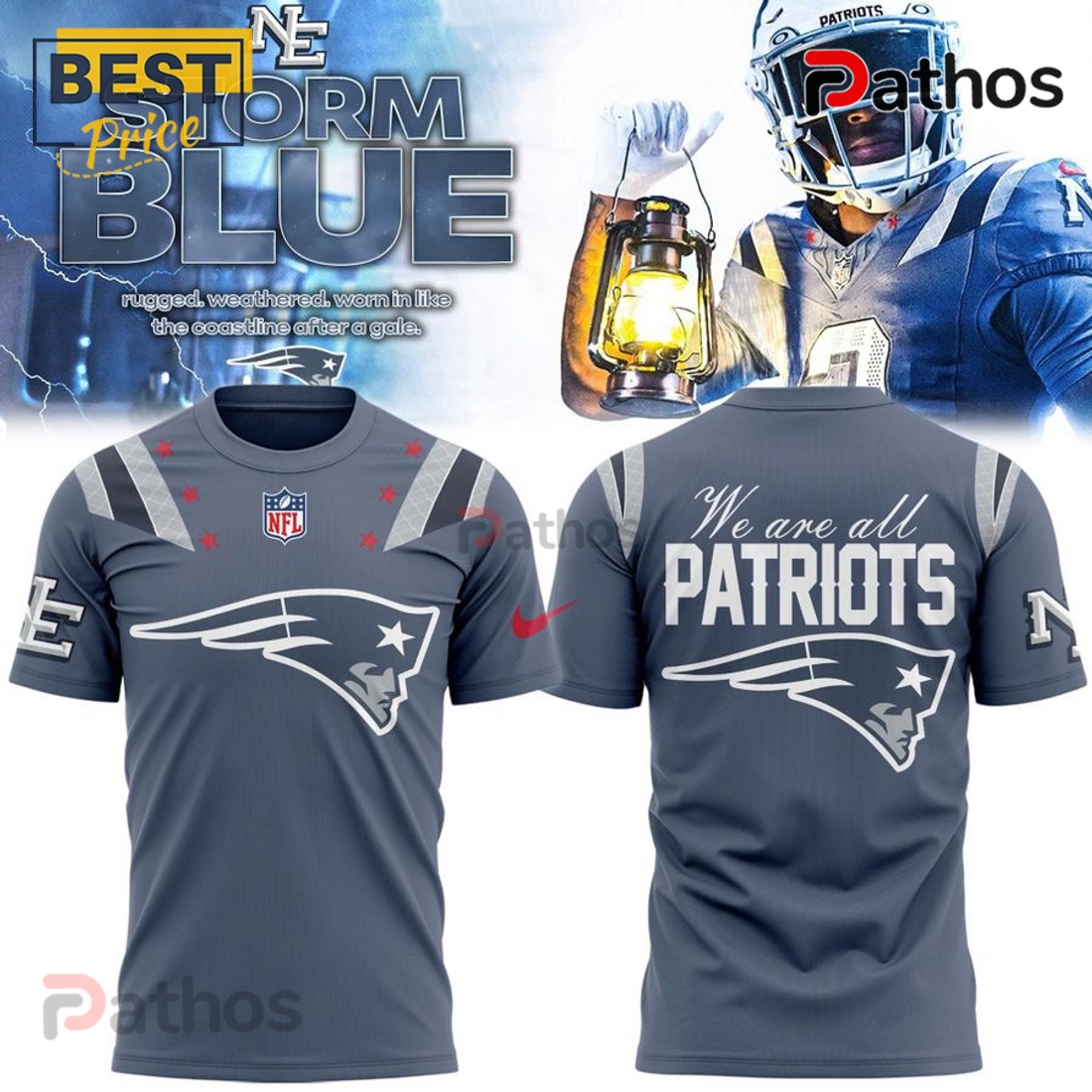 New England Patriots 2025 Rivalries Nor’Easter Storm Blue Hoodie New England Patriots 2025 Rivalries Nor’Easter Storm Blue Hoodie