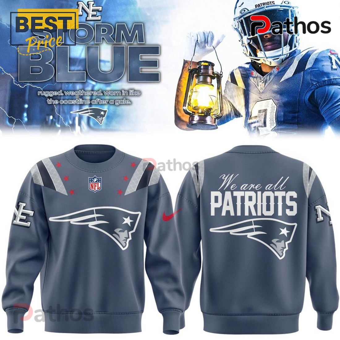 New England Patriots 2025 Rivalries Nor’Easter Storm Blue Hoodie New England Patriots 2025 Rivalries Nor’Easter Storm Blue Hoodie