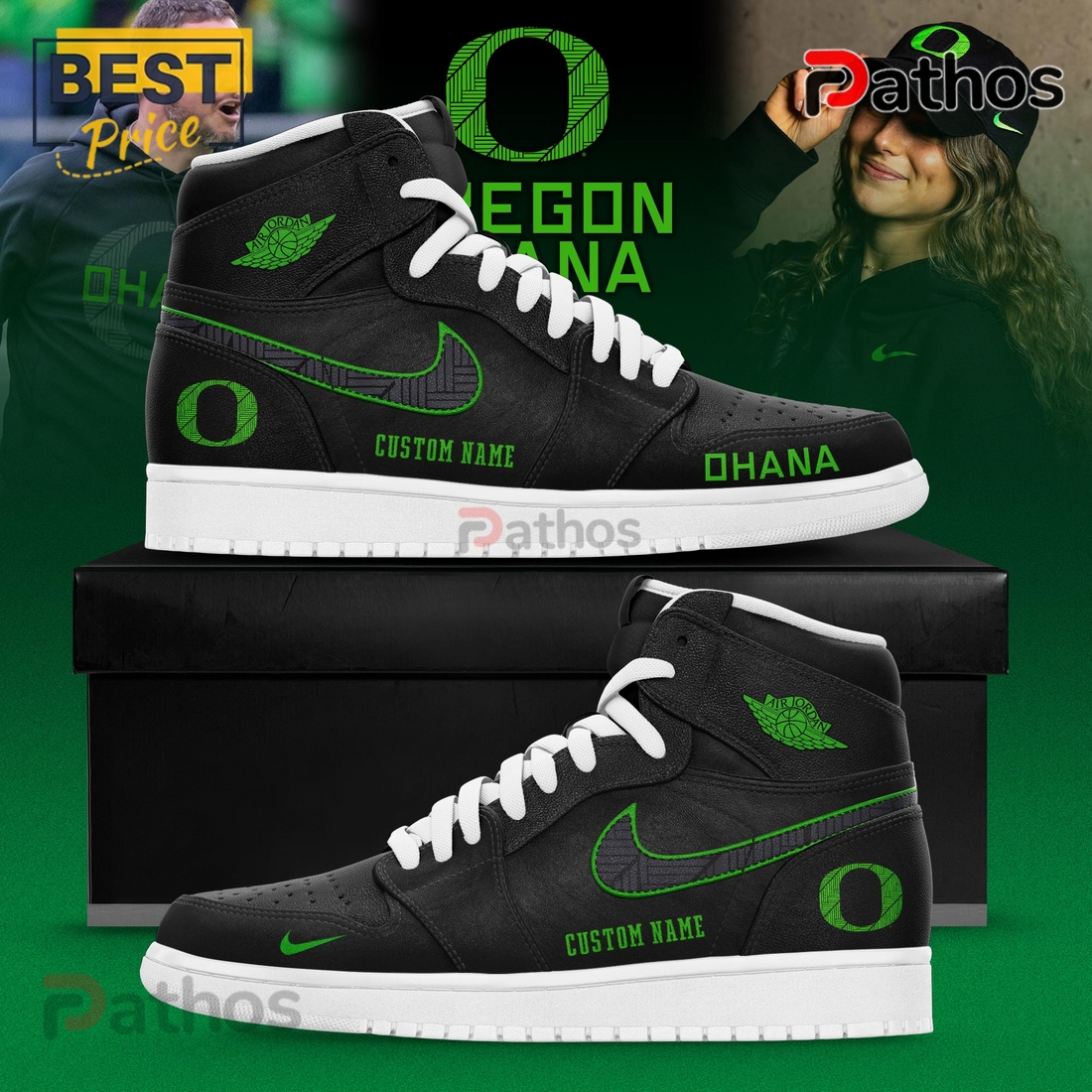 Oregon Ducks Ohana 2025 Custom Air Jordan 1 Sneakers Oregon Ducks Ohana 2025 Custom Air Jordan 1 Sneakers