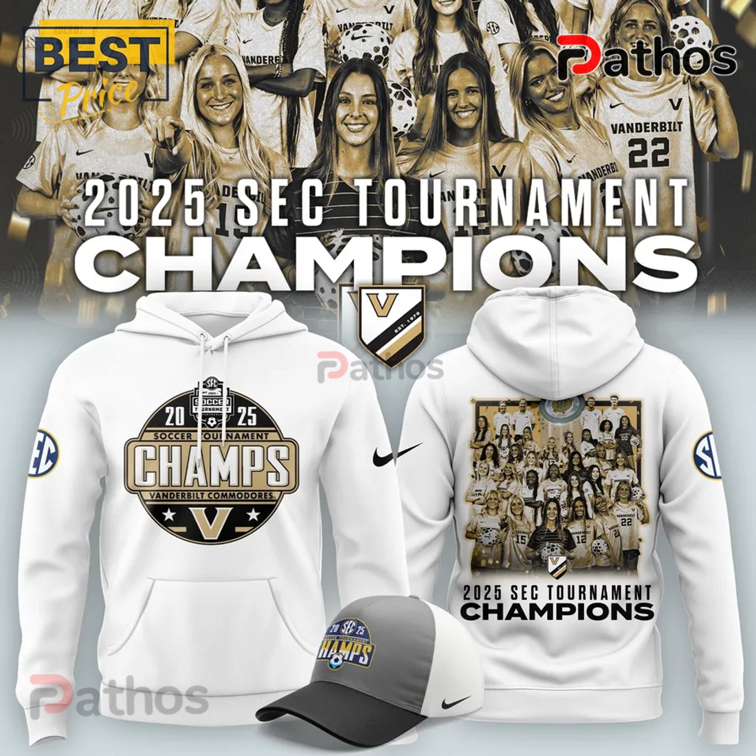Vanderbilt Commodores 2025 Tournament Champions White Hoodie, Pants Vanderbilt Commodores 2025 Tournament Champions White Hoodie, Pants