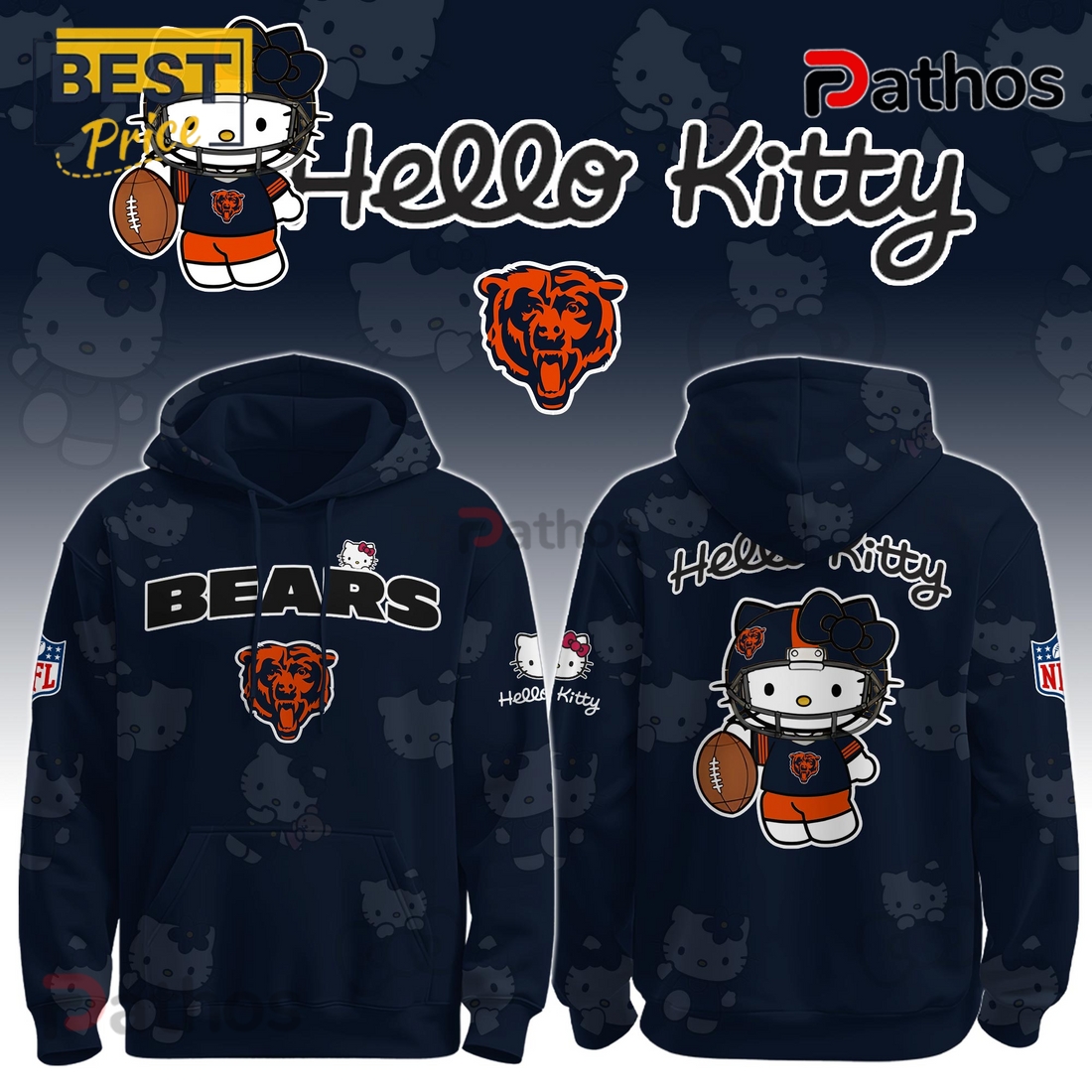 Chicago Bears NFL x Hello Kitty Hoodie Chicago Bears NFL x Hello Kitty Hoodie