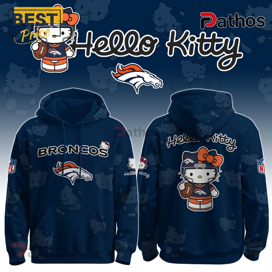 Denver Broncos NFL x Hello Kitty Hoodie Denver Broncos NFL x Hello Kitty Hoodie