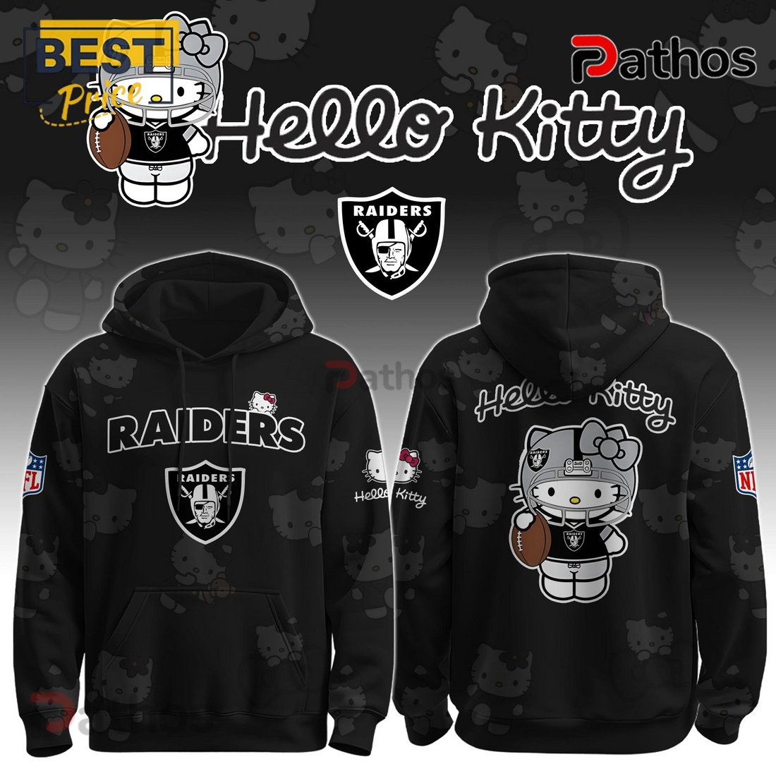 Las Vegas Raiders NFL x Hello Kitty Hoodie Las Vegas Raiders NFL x Hello Kitty Hoodie