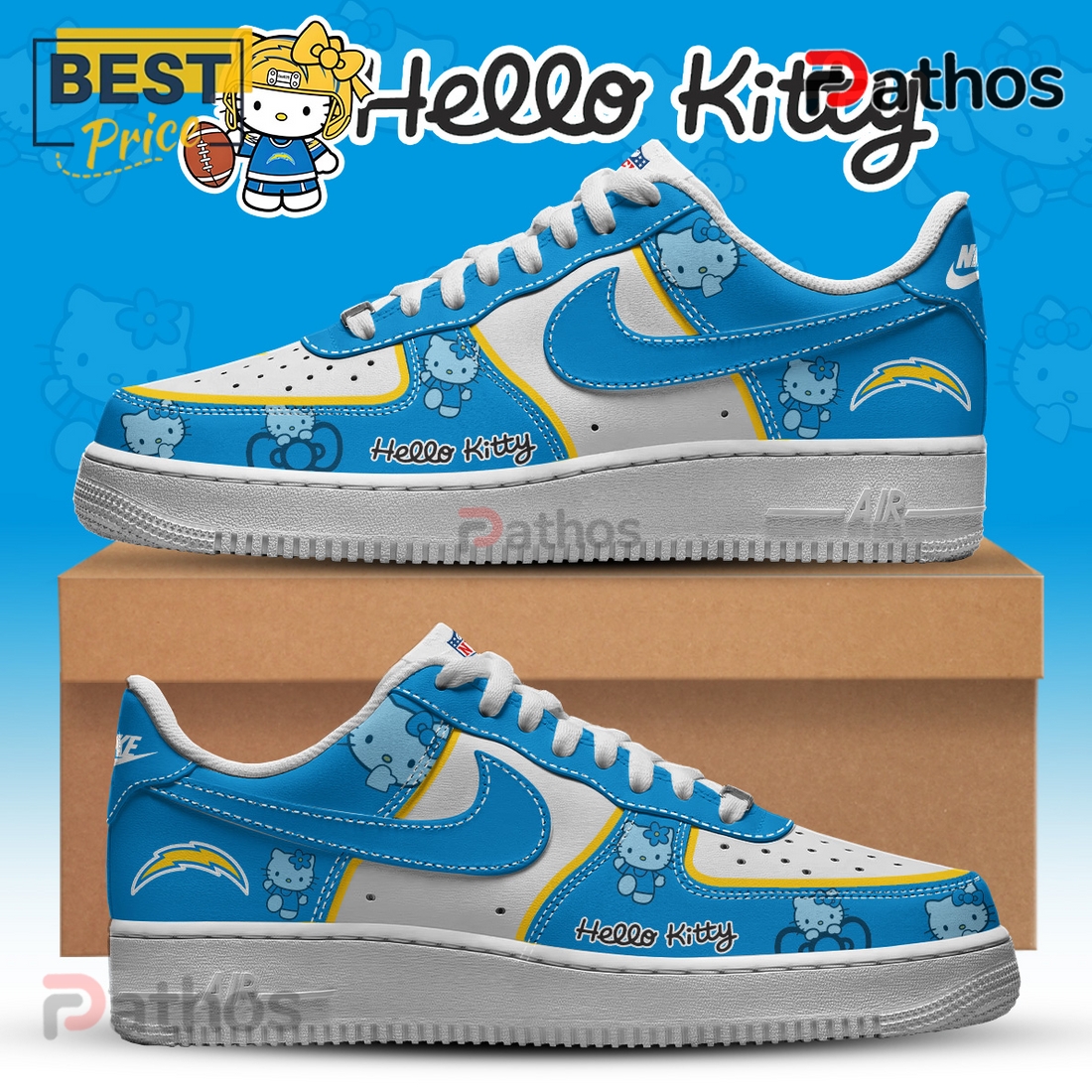 Los Angeles Chargers NFL x Hello Kitty Air Force 1 Los Angeles Chargers NFL x Hello Kitty Air Force 1