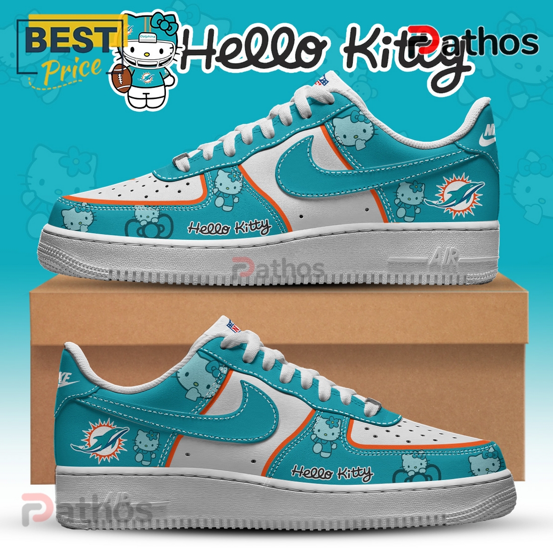 Miami Dolphins NFL x Hello Kitty Air Force 1 Miami Dolphins NFL x Hello Kitty Air Force 1