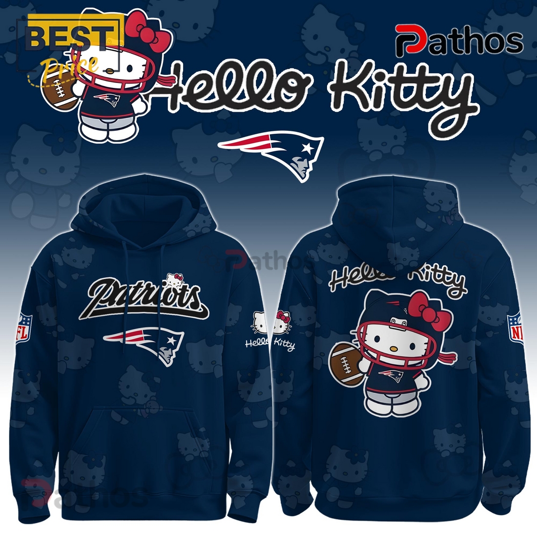 New England Patriots NFL x Hello Kitty Hoodie New England Patriots NFL x Hello Kitty Hoodie