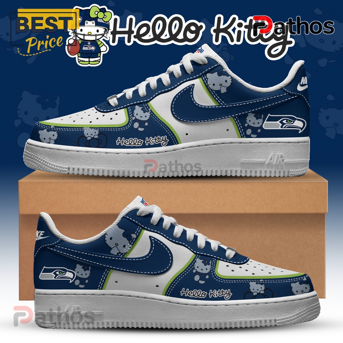 Seattle Seahawks NFL x Hello Kitty Air Force 1 Seattle Seahawks NFL x Hello Kitty Air Force 1