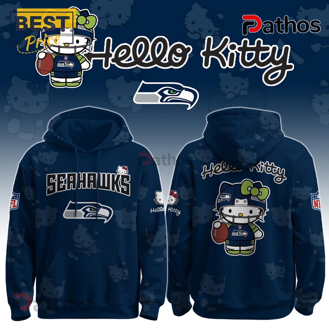 Seattle Seahawks NFL x Hello Kitty Hoodie Seattle Seahawks NFL x Hello Kitty Hoodie