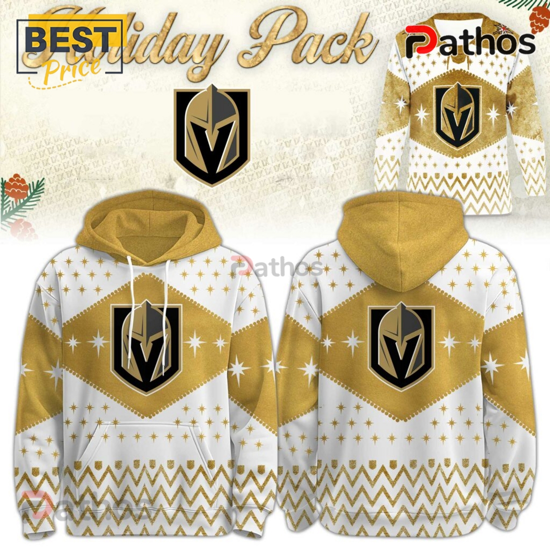 Vegas Golden Knights Gold Knightmas Sweater Hoodie Vegas Golden Knights Gold Knightmas Sweater Hoodie