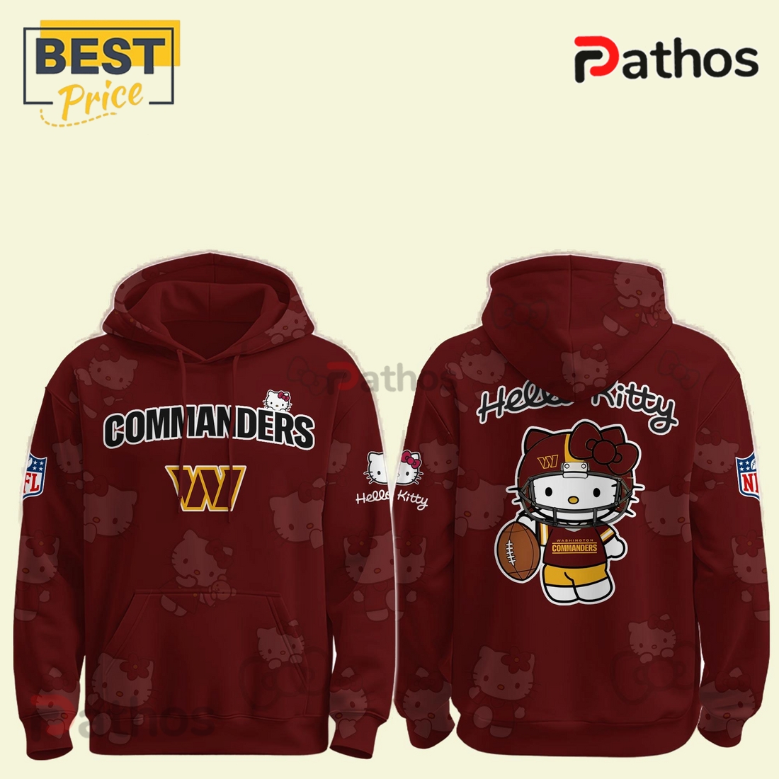 Washington Commanders NFL x Hello Kitty Hoodie Washington Commanders NFL x Hello Kitty Hoodie