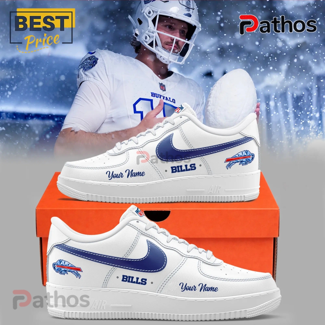Custom Buffalo Bills White Edition Air Force 1 Sneakers Custom Buffalo Bills White Edition Air Force 1 Sneakers