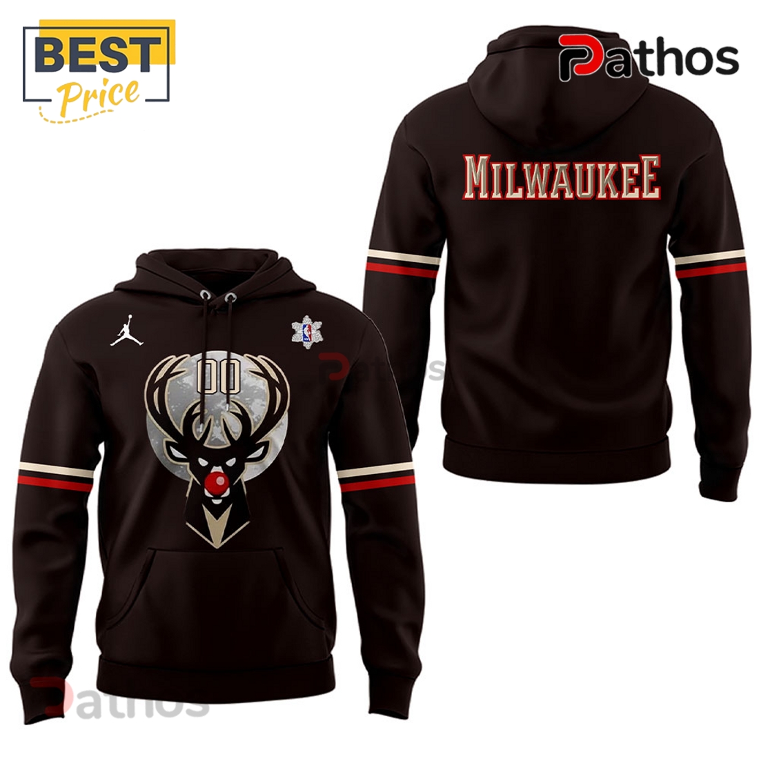 Milwaukee Bucks Christmas Brown Hoodie, Cap Milwaukee Bucks Christmas Brown Hoodie, Cap