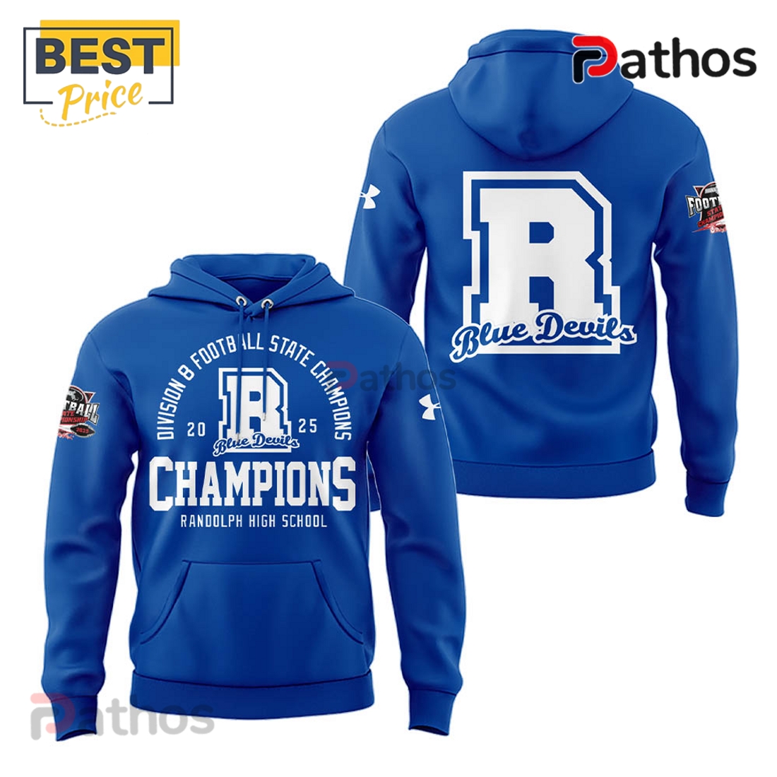 Randolph High School Champions Blue Hoodie, Cap Randolph High School Champions Blue Hoodie, Cap