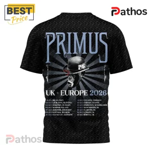 Primus Band UK Europe Tour 2026 Premium 3D Graphic T-Shirt 2 7753B6hg primus band uk europe tour 2026 premium 3d graphic t shirt 03 detailed shot