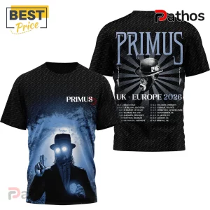 Primus Band UK Europe Tour 2026 Premium 3D Graphic T-Shirt 4 DIBmi7XV primus band uk europe tour 2026 premium 3d graphic t shirt 05 front view