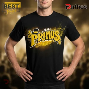 Black t-shirt with yellow ornate retro 