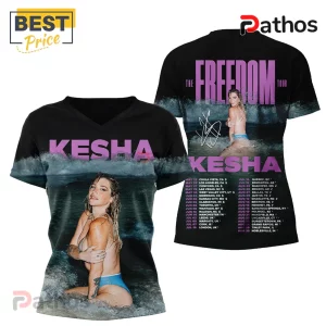 Kesha Music Artist 3D Graphic Concert Tour Premium T-Shirt 3 Kesha T-shirt. Tour dates. Purple text. Photo of Kesha on black.!