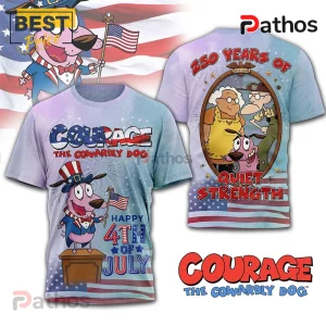 USA tee with cartoon dog Courage, stars, and stripes! Reads 