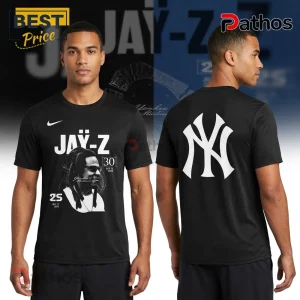 Black tee with Jay-Z, dates, Yankee Stadium, & NY logo! White text & graphics.!