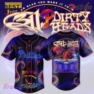 311 Dirty Heads So Glad You Made It Tour Baseball Jersey 1 Baseball jersey featuring 311 Dirty Heads tour dates; navy, orange, and blue color scheme!