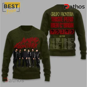 Green Grupo Frontera tour sweatshirt with red text, band photo; concert dates listed.!