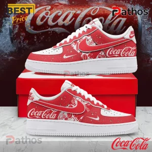 Coca-Cola Nike Air Force 1 Custom Sneakers 1 Red and white Coca-Cola themed sneakers with the Coca-Cola logo printed across the side!