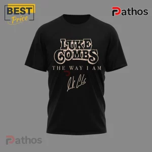 Luke Combs The Way I Am 3D Graphic Print Music Concert T-Shirt 2 Black retro concert tee with light brown text LUKE COMBS THE WAY I AM and signature graphic! Country music fan essential!