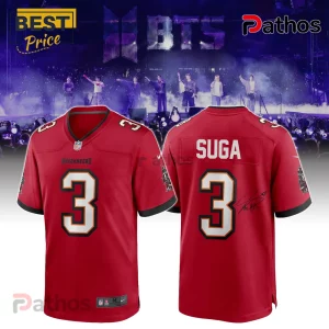 BTS Suga Limited Edition Tampa Bay Buccaneers NFL Red Fan Jersey