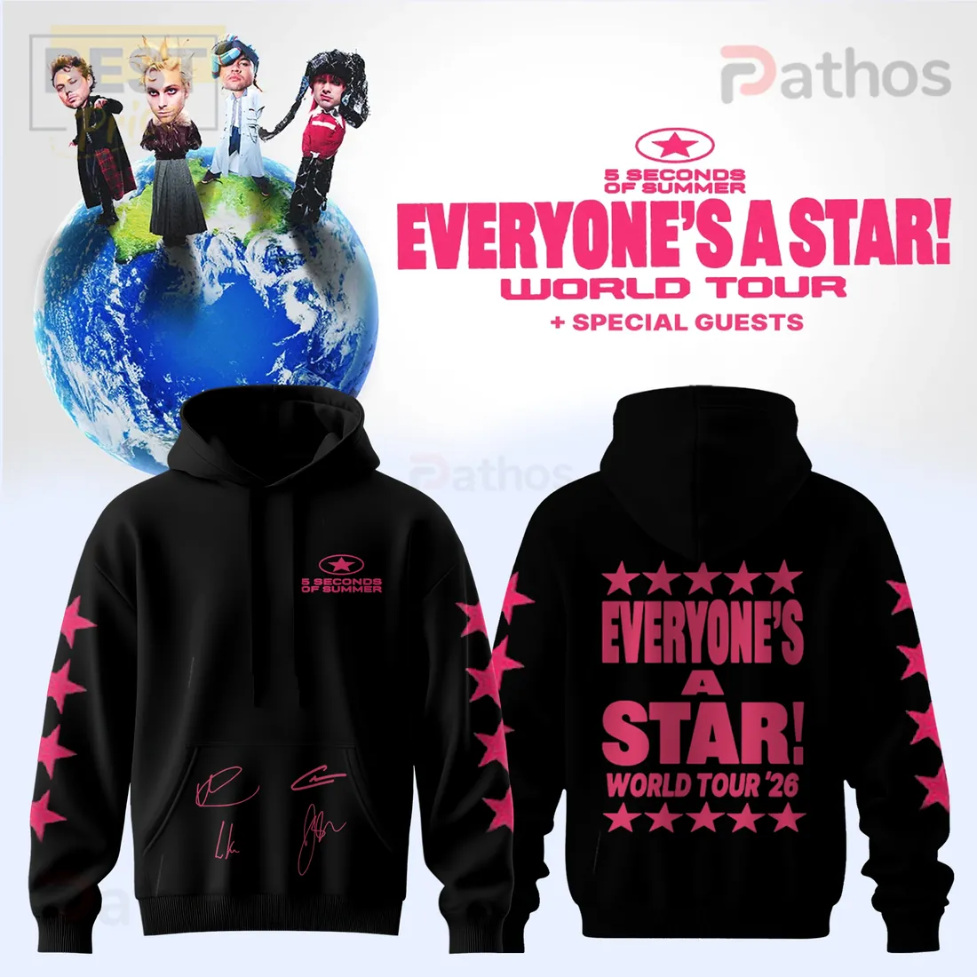 5 Seconds of Summer Everyone’s A Star 2026 World Tour Black Fan Hoodie 5 Seconds of Summer Everyone’s A Star 2026 World Tour Black Fan Hoodie
