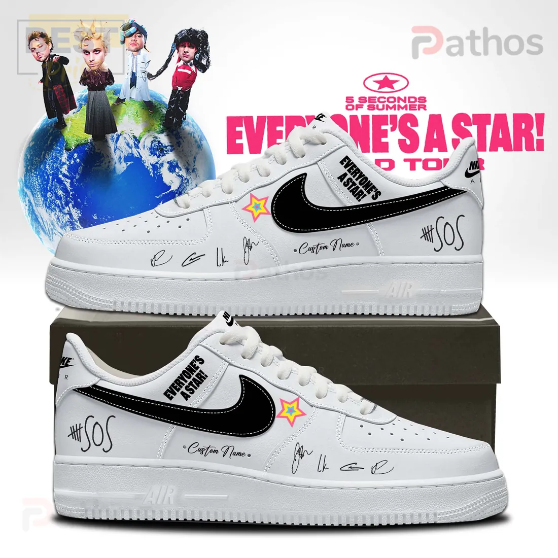 5SOS Everyone’s A Star! World Tour Custom Nike Air Force 1 Sneakers 5SOS Everyone’s A Star! World Tour Custom Nike Air Force 1 Sneakers