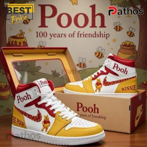 Winnie The Pooh 100th Anniversary High-Top Yellow Red Custom Leather Sneakers