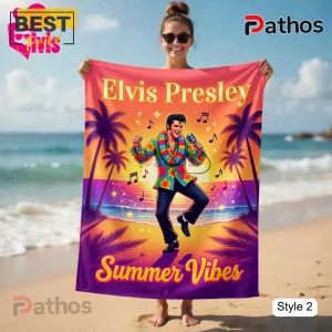 8ltHd0DL elvis presley summer vibes tropical pink car cartoon beach towel 04 soft cotton feel
