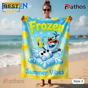 H6OQ34Rl frozen summer vibes elsa anna olaf characters beach towel 04 detailed shot