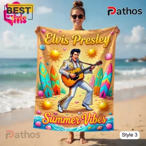 IsCd4e1j elvis presley summer vibes tropical pink car cartoon beach towel 05 unique artwork